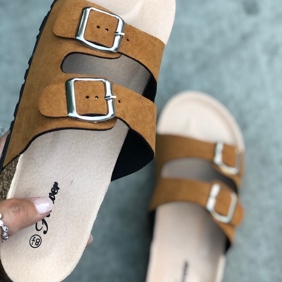 double tan buckled slides Arrived “ Gabs” - Picture 4 of 5